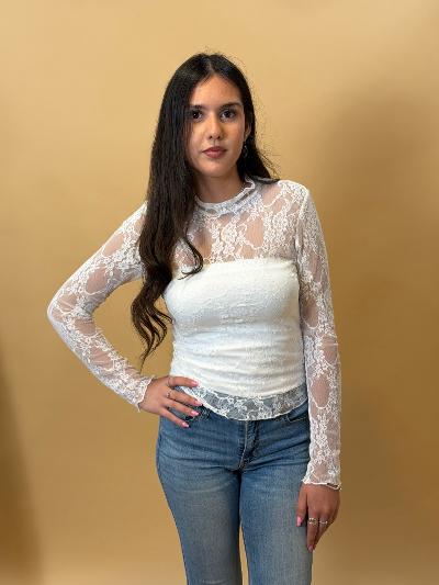 Lace High Neck Top