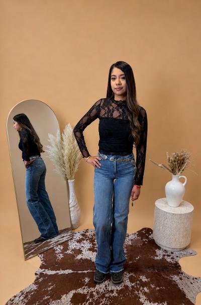 Lace High Neck Top