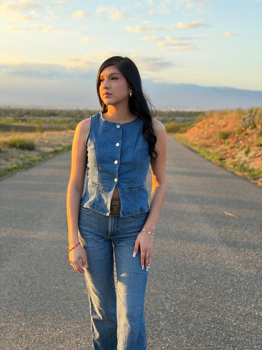 Denim Vest - Style Blouse Top